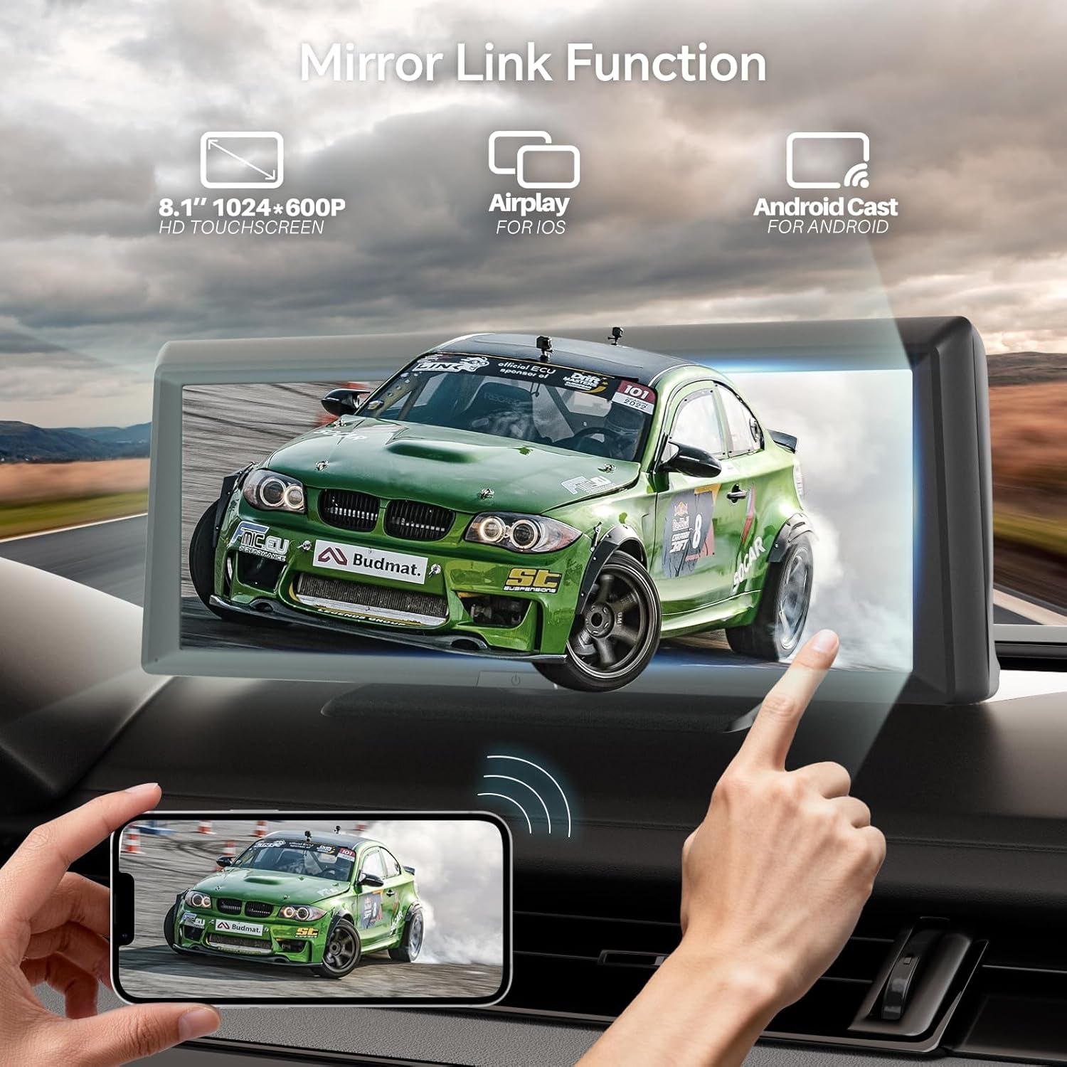 8.1" Portable Wireless Carplay Car Stereo, Apple Carplay & Android Auto